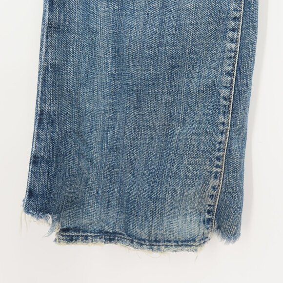 7 For All Mankind Womens 27 Blue Wash Denim Jeans Flare Distressed Destroyed - Picture 5 of 16
